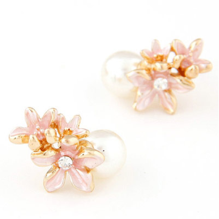 Pink Floral Bouquet Stud Earrings